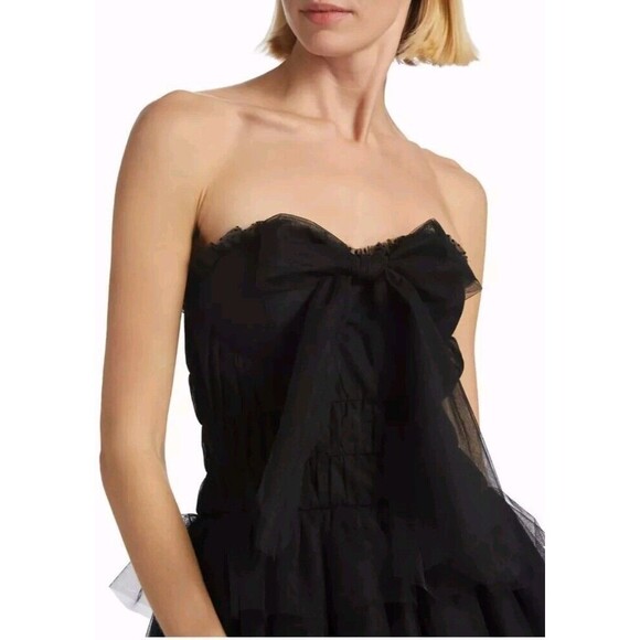NWT LoveShackFancy Faron Bow Tulle Mini dress Party Cocktail Size 8 Black - Picture 8 of 15